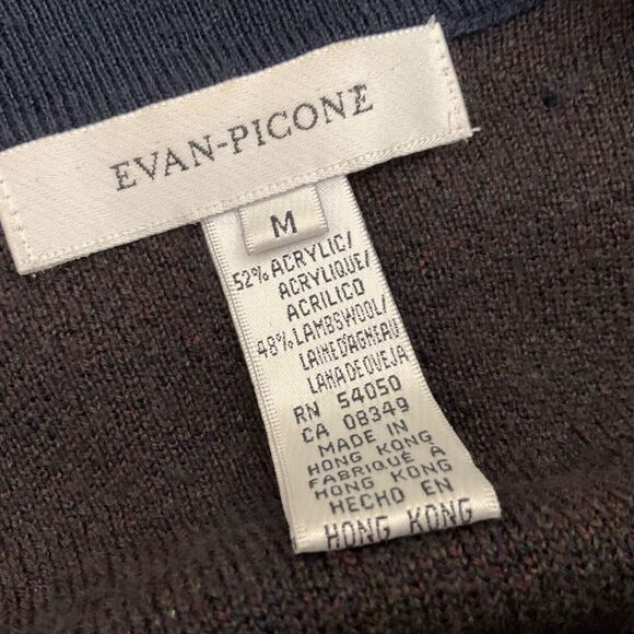 Vtg. Evan Picone wool blend Paisley Button up Cardigan Sweater Women’s  M Navy - Picture 3 of 9